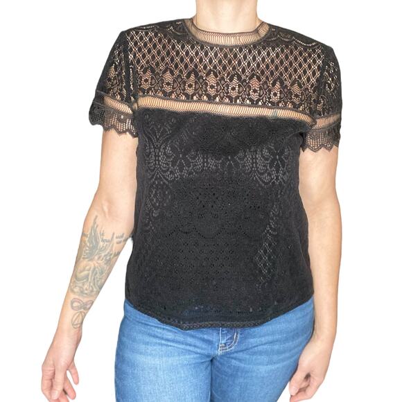 Black Velvet Shirt with Lace size Medium Witchy Goth Whimsigoth - Picture 1 of 6